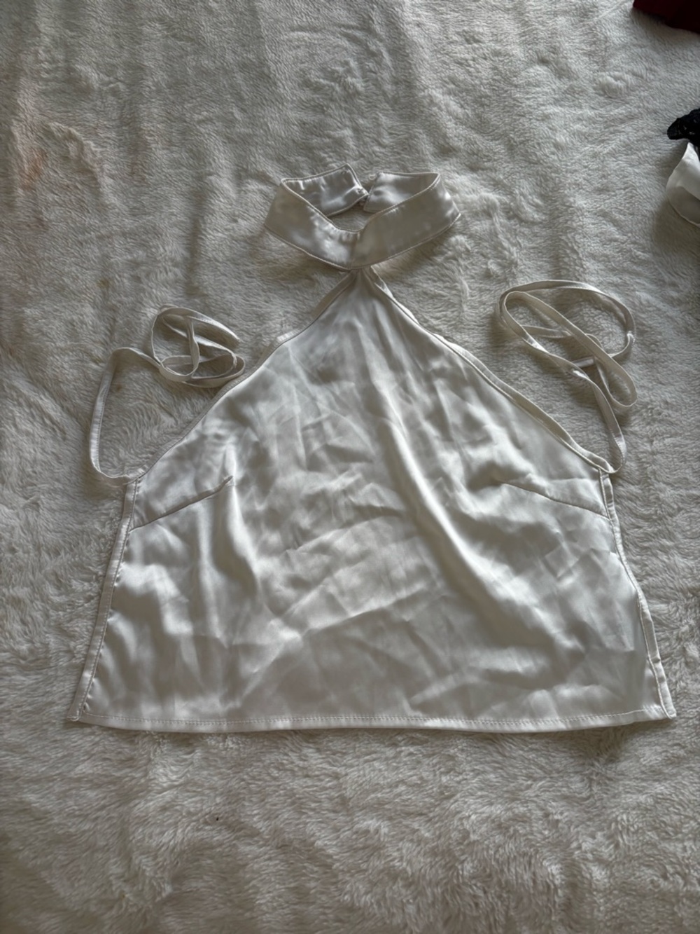 White Satin Halter Crop Top